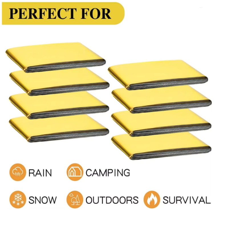 Survival Blanket Reflective - ポータブル軽量アルミホイルレスキューブランケット、熱反射防水救急サバイバルラップ、屋外外傷・緊急時用