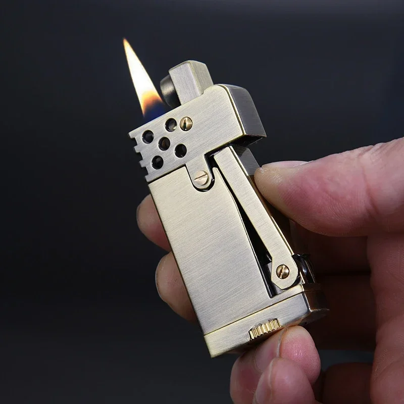 Fire Starting Kit - 新しいヴィンテージ金属灯油ライターレトロガソリンシガーライター防風トーチライター喫煙男性のギフトサイドプレスフリント