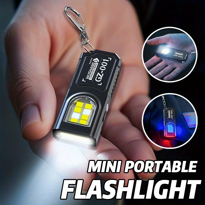 Fishing Kit Compact - 強力なミニCOB LEDキーホルダー懐中電灯、USB C充電式、吊り下げ式作業灯、防水キーリング、キャンプ、ウォーキング、ポケットランプ
