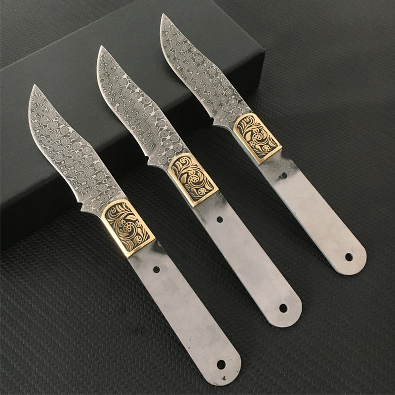 Bushcraft Knife Fixed - ダマスカス鋼セミフィニッシュ固定刃ナイフブランク、ハンティングストレートキャンプナイフDIYビレットブレード