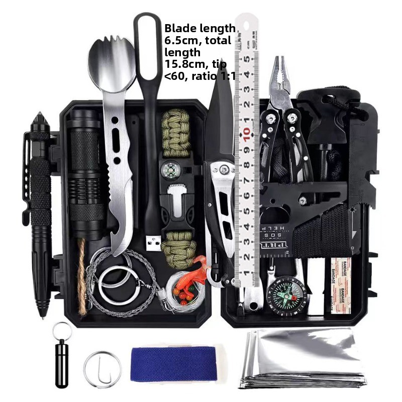 Fire Starting Kit - 屋外サバイバル装備ツールボックス 60 in 1 キャンプセット 多機能野生サバイバル装備