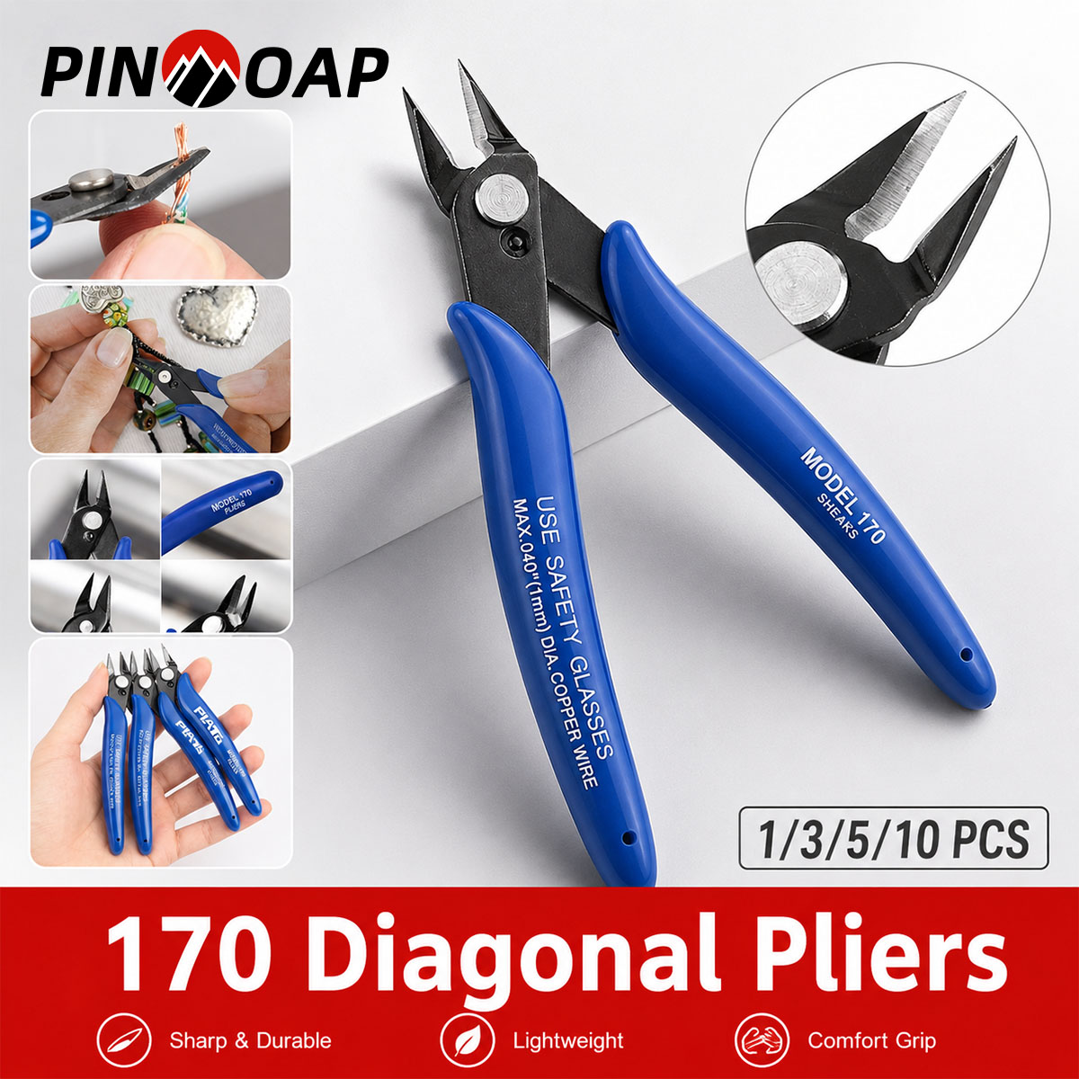 Multi Tool Plier - PINMOAP 170 多目的プライヤー ヘビーデューティースチール製ハンドツール ワイヤーカッター グリッププライヤー