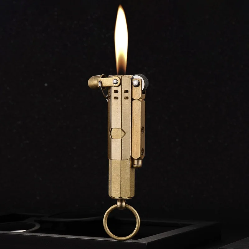 Fire Starting Kit - 新しいノベルティレトロライタートレンチ純銅製タバコ用ガソリン防風砥石フリントライターメンズギフト