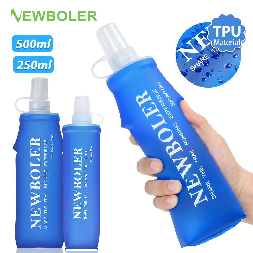 Water Bag Collapsible - NEWBOLER 250 ミリリットル/500 ミリリットル屋外折りたたみシリコーン一口サイズウォーターボトルランニングキャンプハイキング旅行便利なウォーターボトル