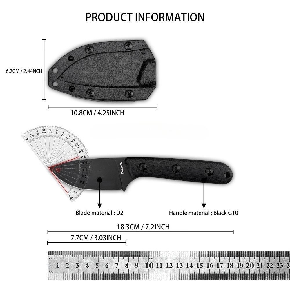 パカヤ D2 鋼高硬度 EDC ナイフ屋外固定ナイフデイリー - Bushcraft Knife Fixed のレビューと価格