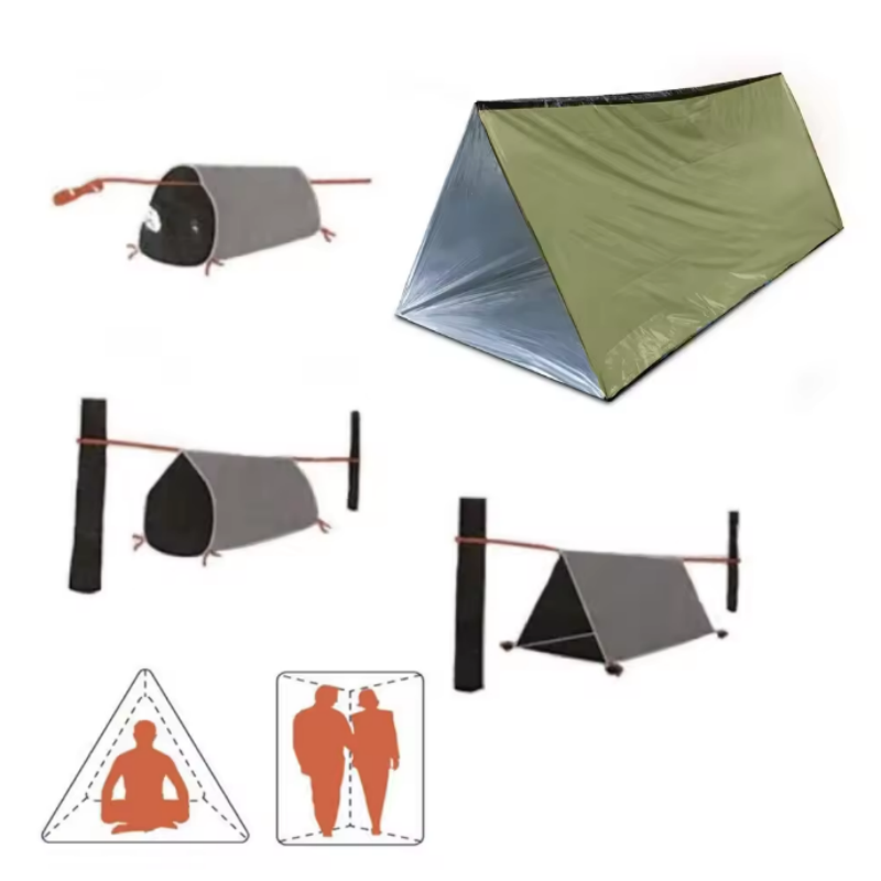 2人用再利用可能マイラーチューブ緊急テント防水防風サバイバル - Emergency Mylar Tent のレビューと価格