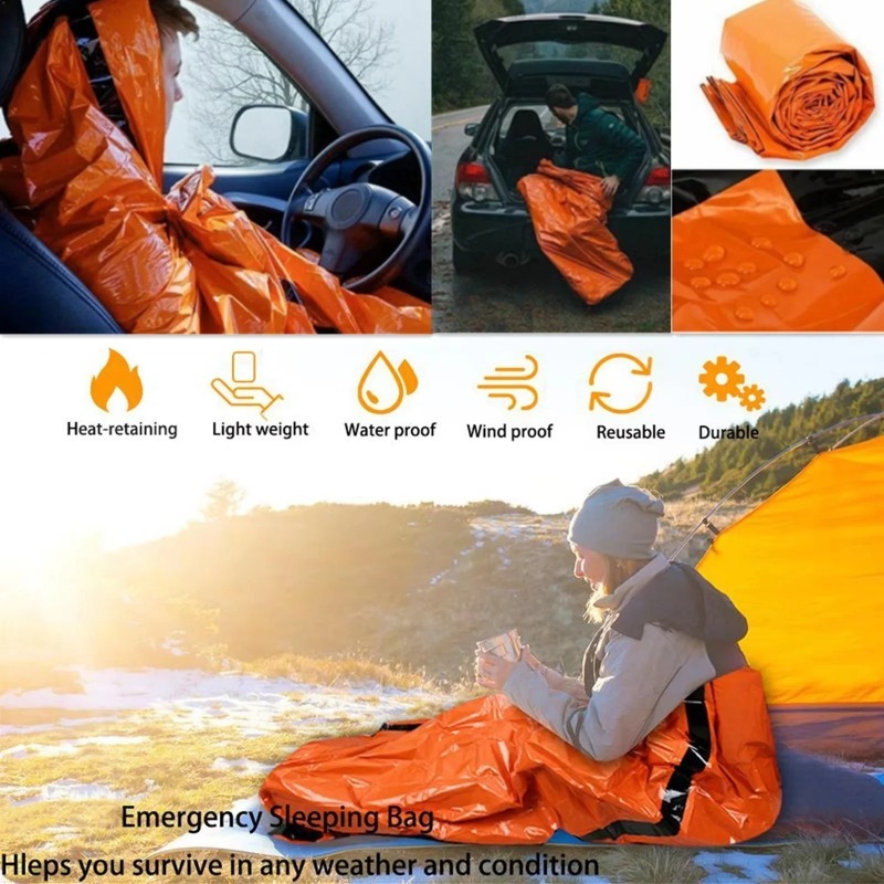 ポータブル防水緊急サバイバル寝袋ハイキングキャンプギアサーマ - Bivy Bag Emergency のレビューと価格
