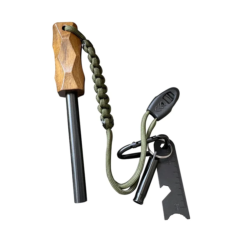 新しい屋外用フリント式ファイヤースターター、木製ハンドル付き - Magnesium Fire Starter のレビューと価格