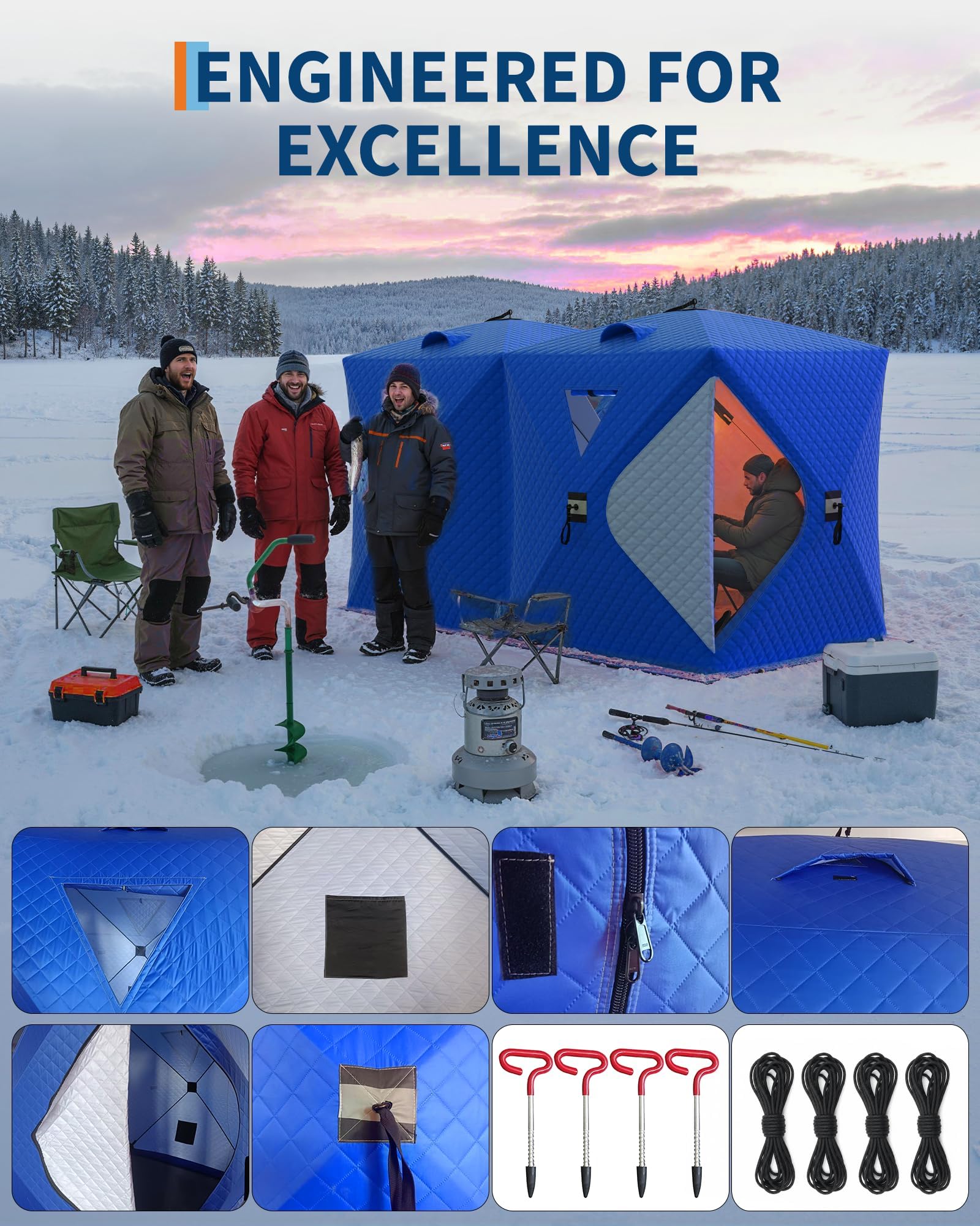 ポップアップ式アイスフィッシングテント ハブ型シェルター 風 - Emergency Mylar Tent のレビューと価格