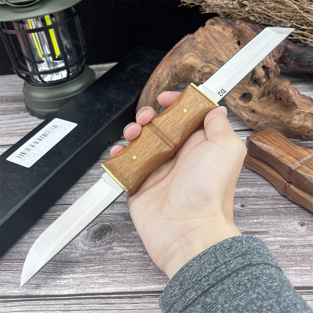 D2鋼の刃とローズウッドハンドルを備えた頑丈なアウトドア用固 - Bushcraft Knife Fixed のレビューと価格