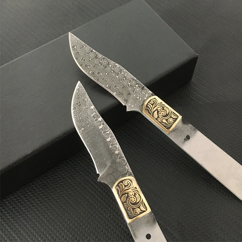 ダマスカス鋼セミフィニッシュ固定刃ナイフブランク、ハンティン - Bushcraft Knife Fixed のレビューと価格
