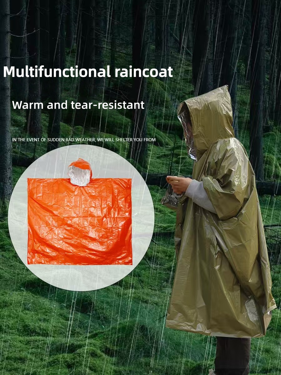 屋外携帯用緊急レインコート 厚手 反射材付き 防風 防水 多 - Survival Blanket Reflective のレビューと価格