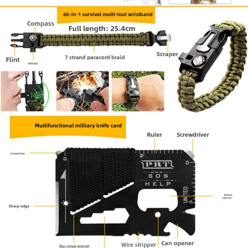 屋外サバイバル装備ツールボックス 60 in 1 キャンプセ - Fire Starting Kit のレビューと価格