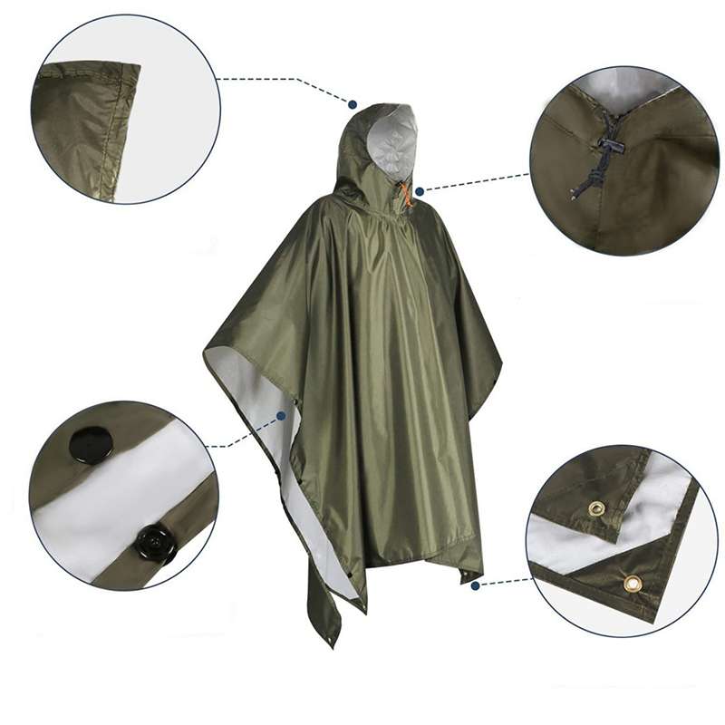 大人用の頑丈なレインポンチョ、バックパッキング用の防水軽量レ - Emergency Poncho Rain のレビューと価格