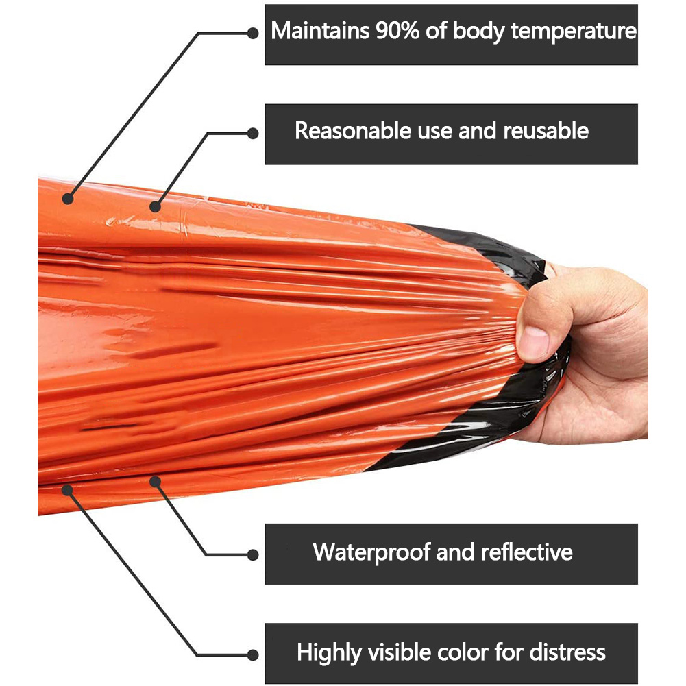 緊急用寝袋 防水 ポータブルブランケット サバイバル寝袋 サ - Bivy Bag Emergency のレビューと価格